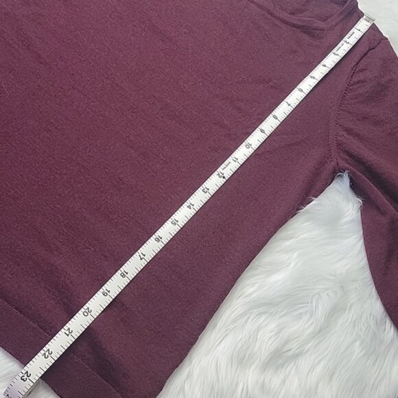 TALBOTS Burgundy Pure Merino Wool Three Quarter Slit Sleeve Boatneck Sweater L - Picture 8 of 9